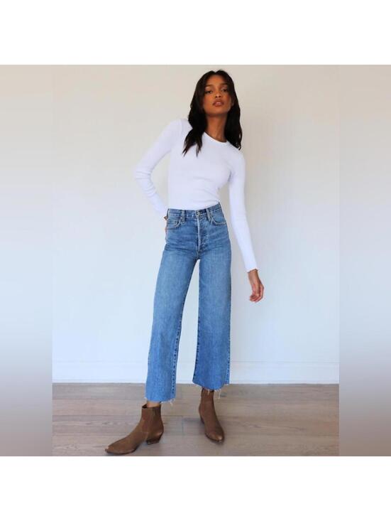 Denim Forum Denim - Denim Forum Farrah High Rise Wide Leg Jeans - 23